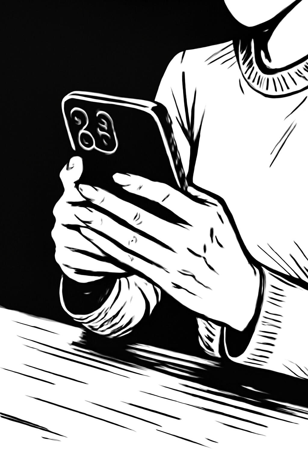 LinkedIn and Twitter ghostwriting minimalist-drawing-of-a-person-scrolling-on-their-phone