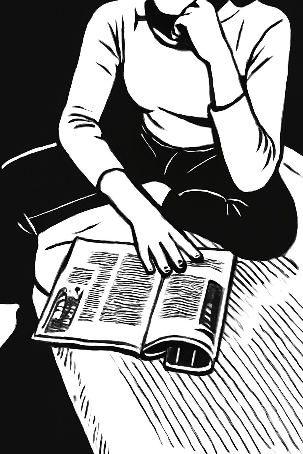 Offering email newsletter services minimalist-drawing-of-a-person-erading-a-magazine